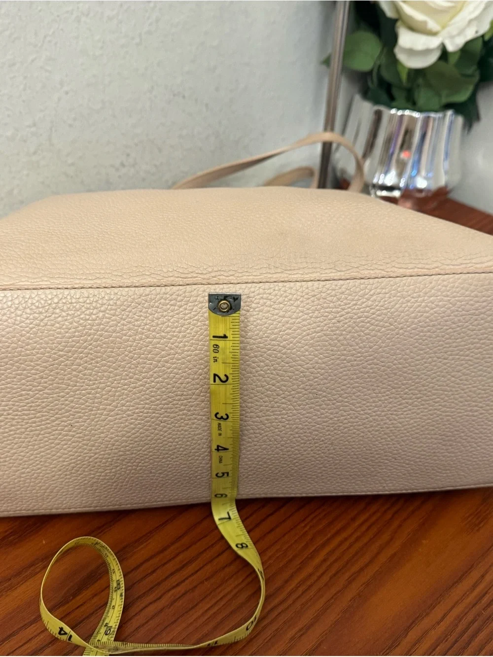 Tory Burch Light Blush Pebbled Leather Tote with Logo Disc